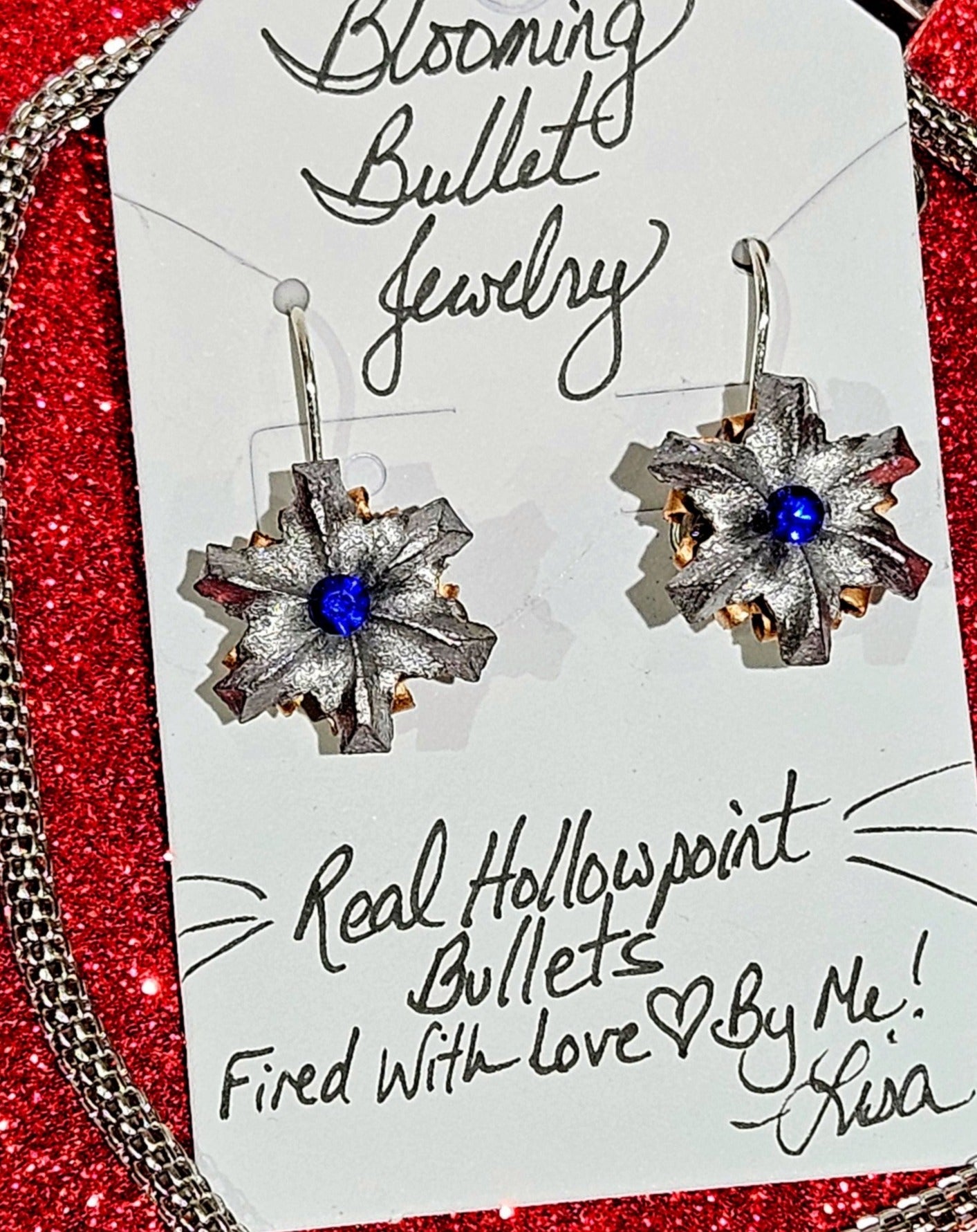 Blooming Bullet Earrings - Cobalt Blue