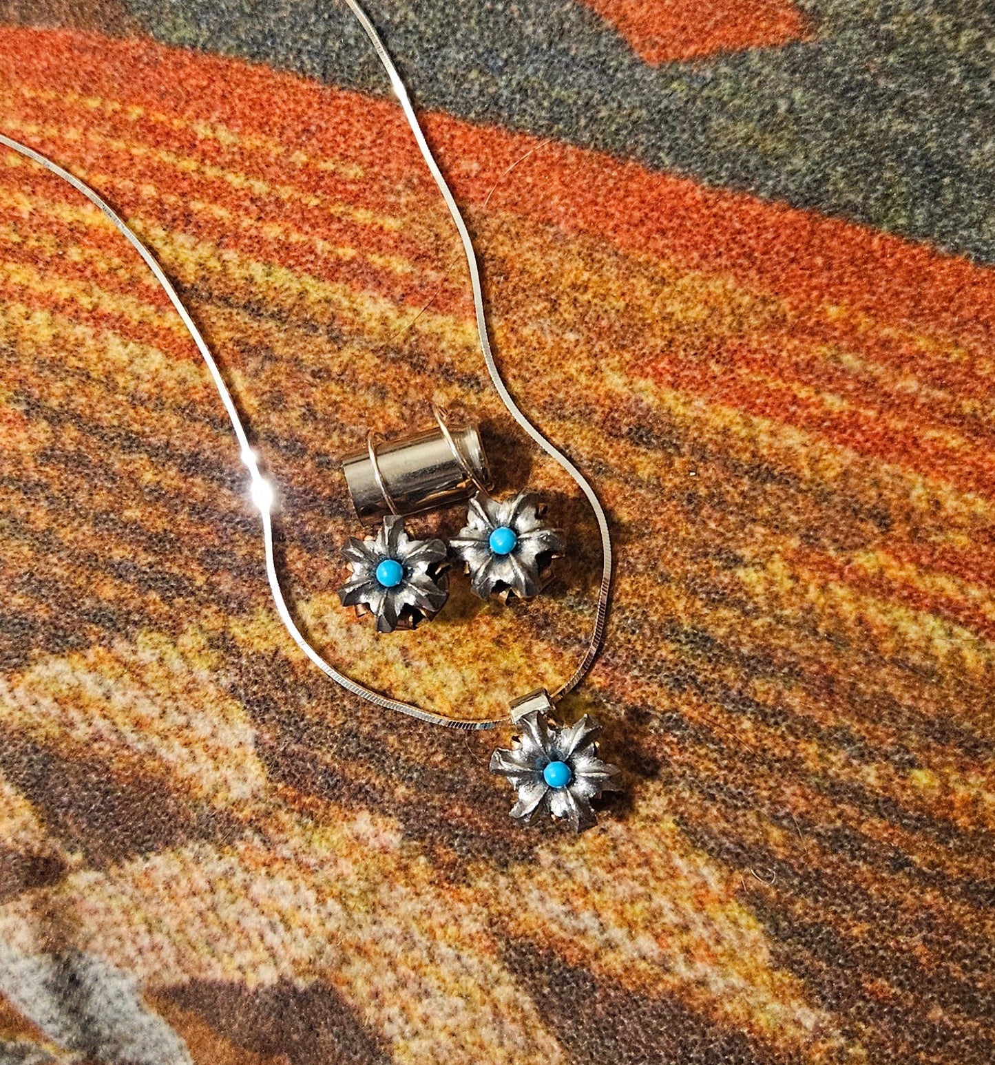 Blooming Bullet Necklace - Kingman Turquoise & Sterling Silver