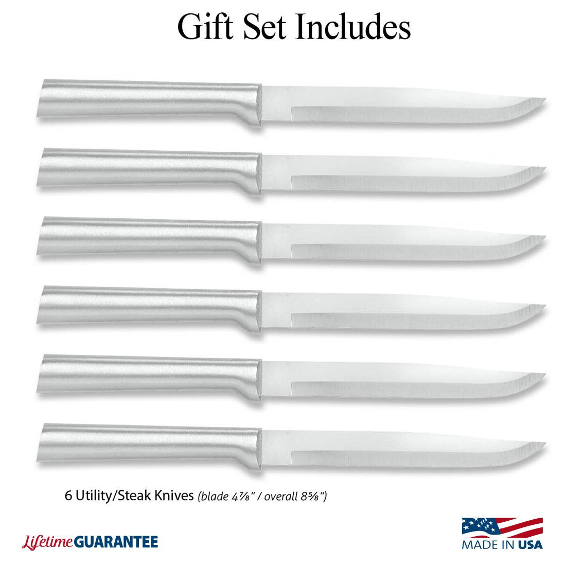 Steak/Utility Knives Gift Sets (Non-Serrated, Set of 4 or 6)