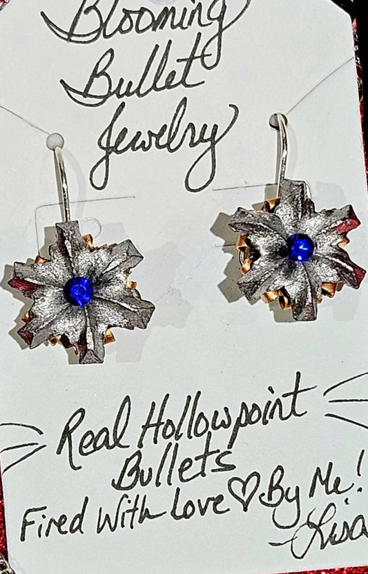Blooming Bullet Earrings - Sapphire Colored Crystal