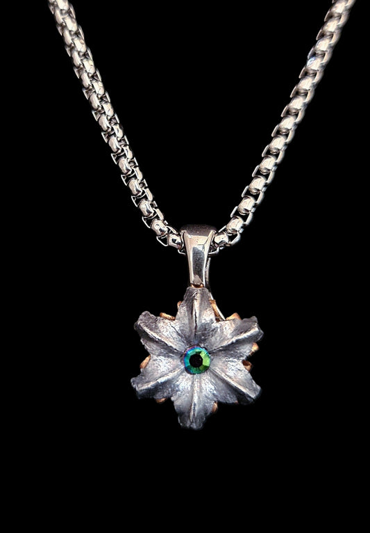 Blooming Bullet Necklace - Mystic Green Colored Crystal