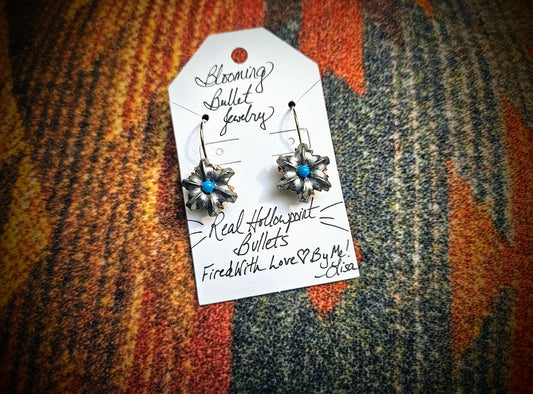 Blooming Bullet Earrings - Kingman Turquoise & Sterling Silver