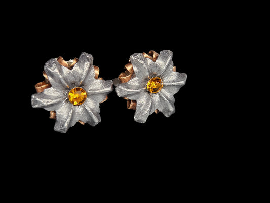 Blooming Bullet Earrings - Topaz Colored Crystal