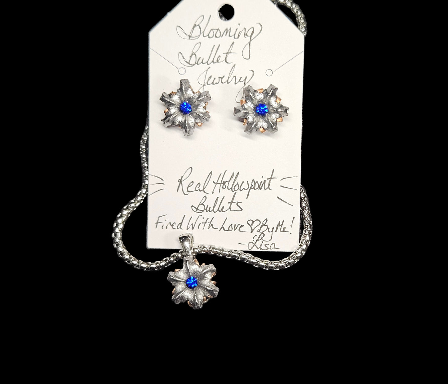 Blooming Bullet Earrings - Sapphire Colored Crystal