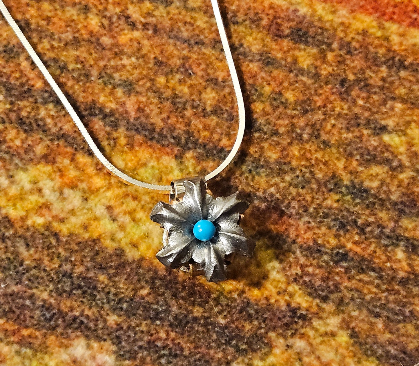 Blooming Bullet Necklace - Kingman Turquoise & Sterling Silver
