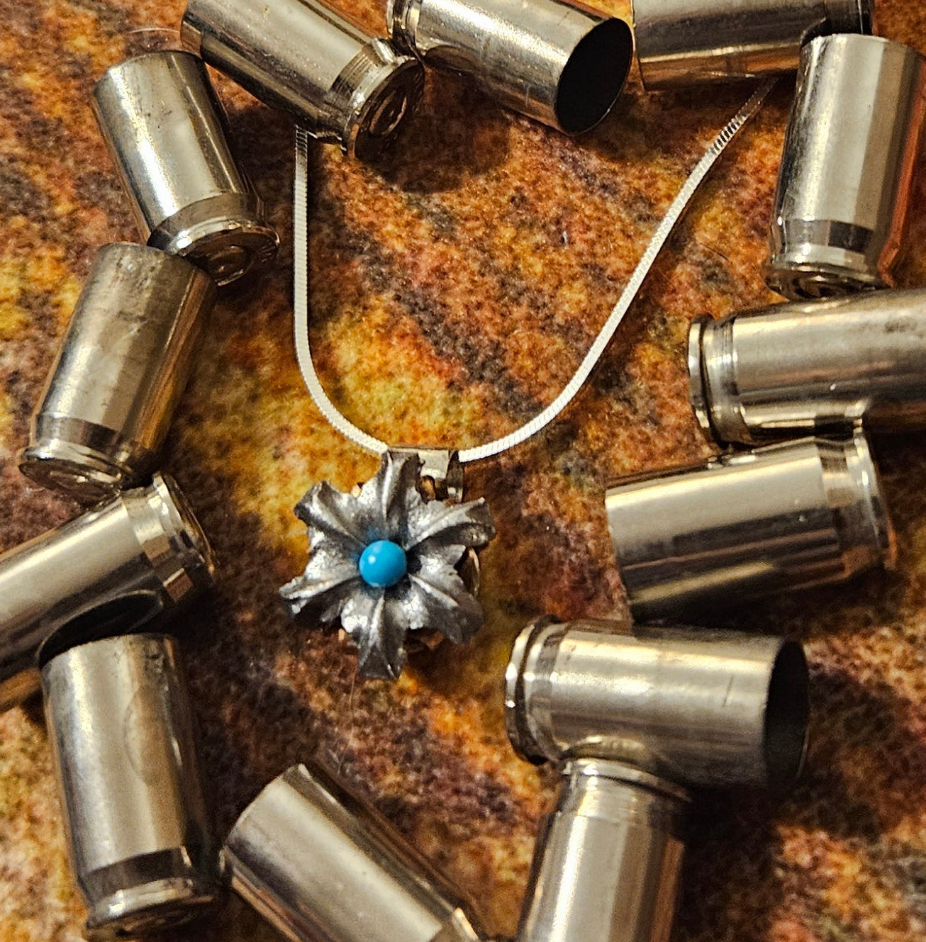 Blooming Bullet Necklace - Kingman Turquoise & Sterling Silver