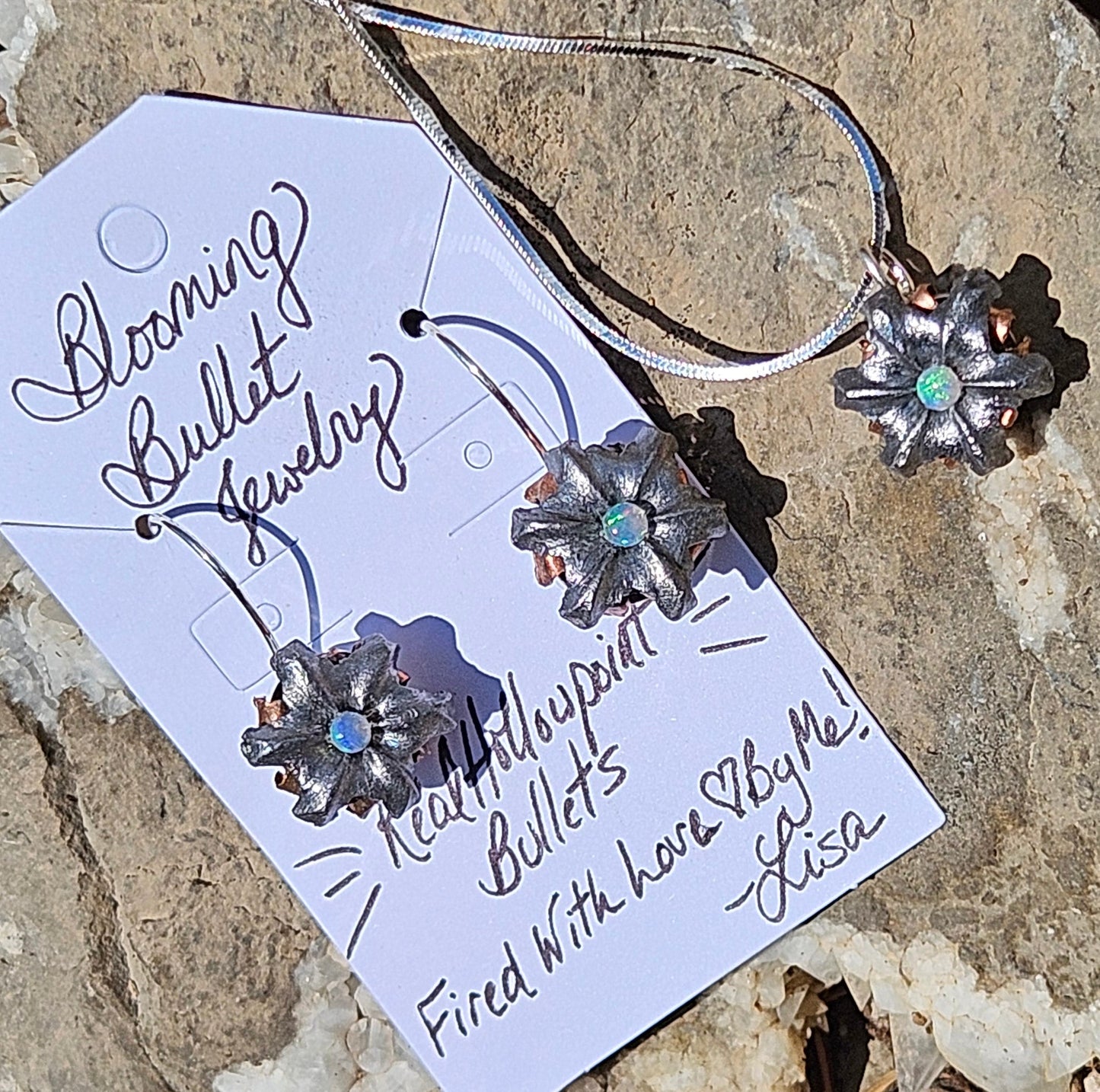 Blooming Bullet Earrings - Opal & Sterling Silver
