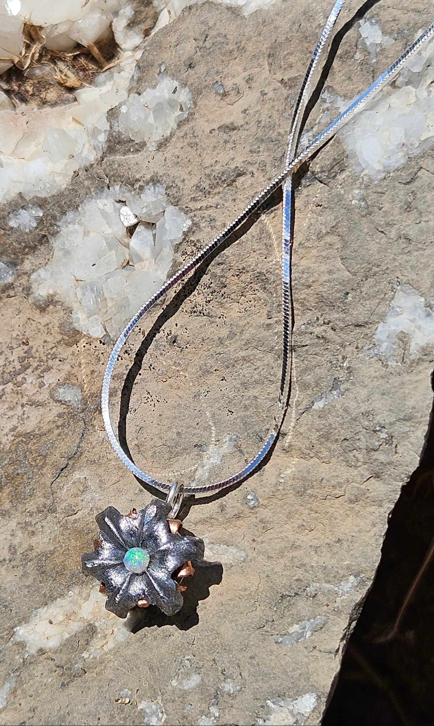 Blooming Bullet Necklace - Opal & Sterling Silver
