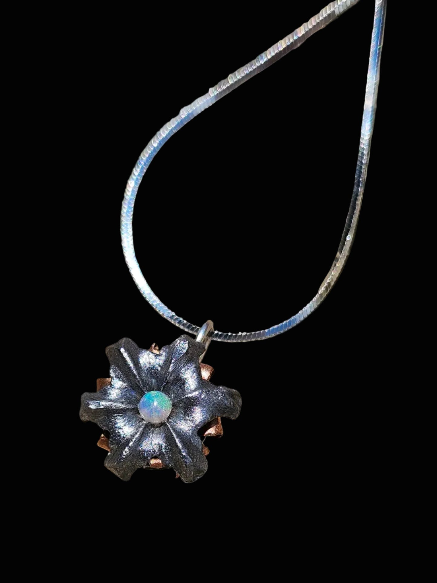 Blooming Bullet Necklace - Opal & Sterling Silver