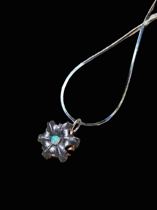 Blooming Bullet Necklace - Opal & Sterling Silver