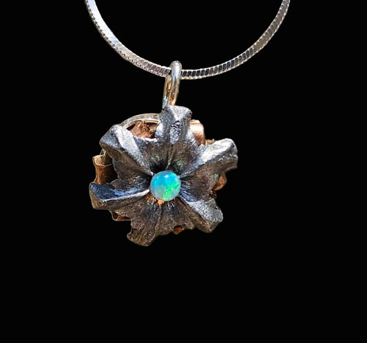 Blooming Bullet Necklace - Opal & Sterling Silver