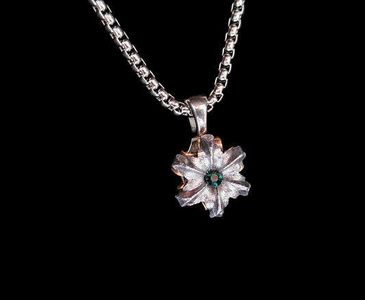 Blooming Bullet Necklace - Emerald Colored Crystal