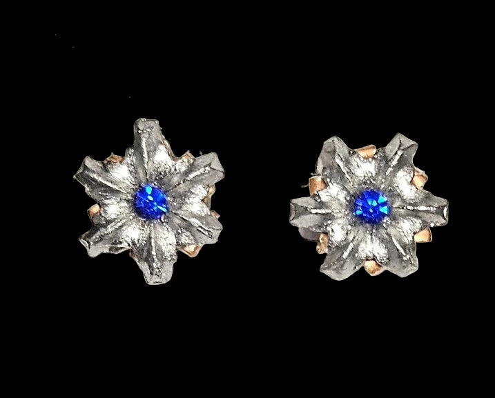 Blooming Bullet Earrings - Sapphire Colored Crystal