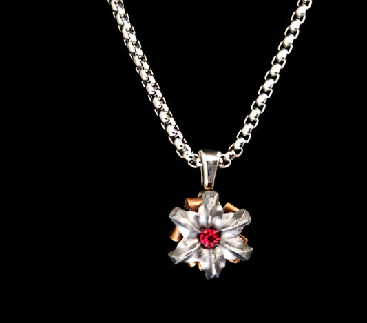 Blooming Bullet Necklace - Ruby Colored Crystal