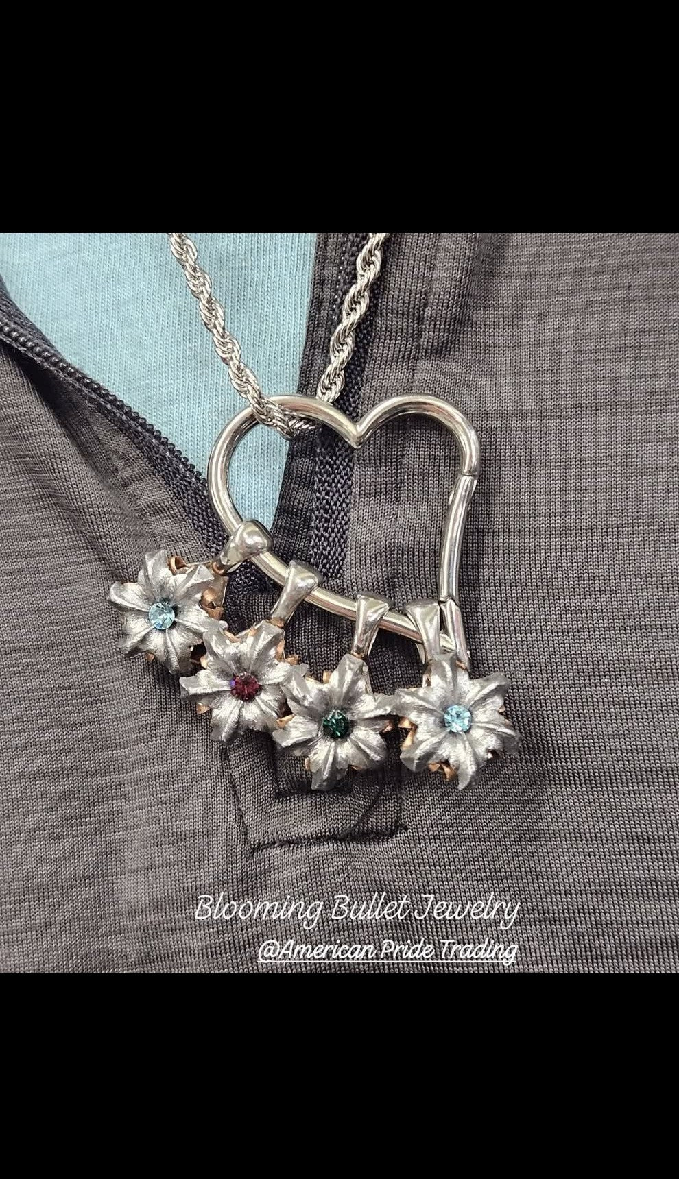 Blooming Bullet Customizable Heart Charm Necklace