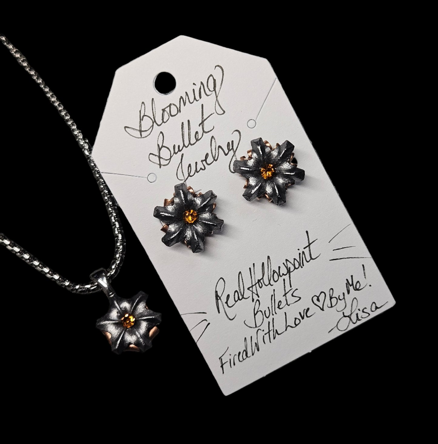 Blooming Bullet Earrings - Topaz Colored Crystal