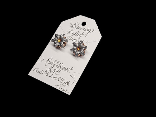 Blooming Bullet Earrings - Topaz Colored Crystal